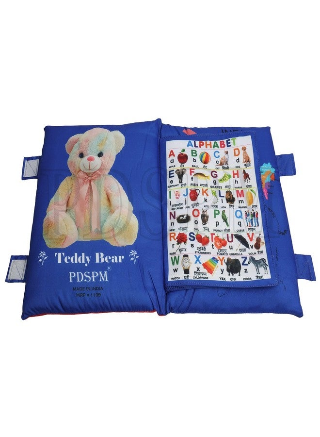 PDSPM Learning Cushion Pillow Book For Kids With 2 Languages Learn - English And Hindi,Toddler Pillow, Soft Cloth Book Baby Pillow Book Toys,(Pillow Blue),1 Count - Image 3